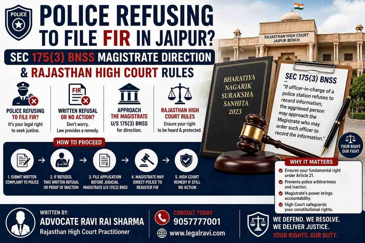 Police refusing to file fir in jaipur? Sec 175(3) bnss magistrate direction & rajasthan high court rules