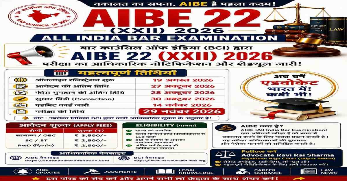 AIBE 22 (XXII) 2026: Official Notification, Important Dates, Eligibility, Fees & Complete Details